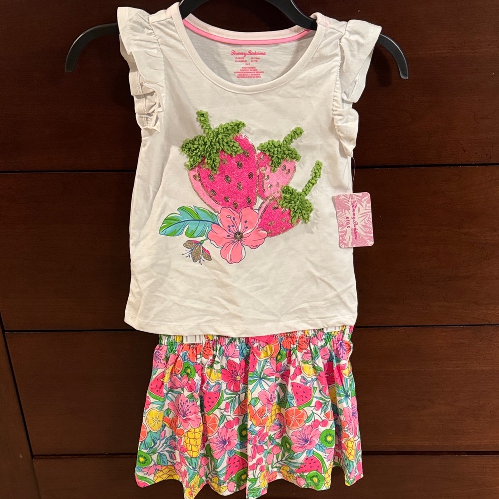 NWT- Tommy Bahama matching Strawberry Print Top and Floral Skort Set